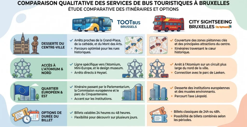 Comparaison visuelle de deux organisations de circuits touristiques à Bruxelles Comparaison visuelle de deux organisations de circuits touristiques à Bruxelles